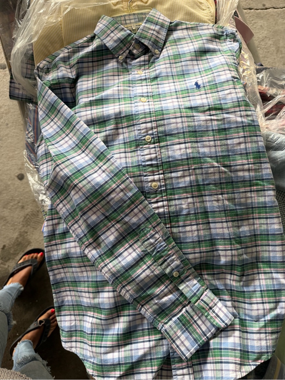 Ralph Lauren Blue & Green Plaid Button-Down Shirt